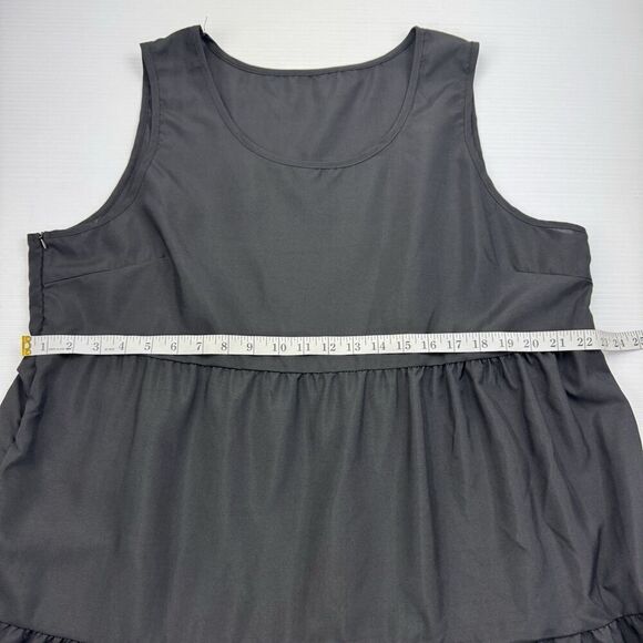 Black Dress Solid Sleeveless Size 3X Lightweight Tiered Side Zipper - Picture 7 of 8